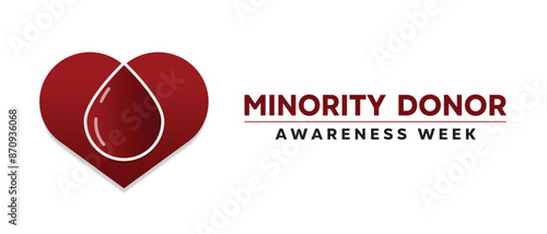 National Minority Donor Awareness  Week. Blood and heart. Great for cards, banners, posters, social media and more. White background.  