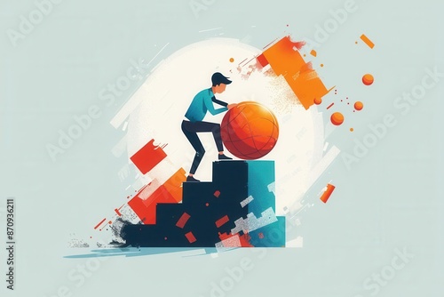 Wallpaper Mural Learning challenges, overcoming obstacles, flat illustration Torontodigital.ca