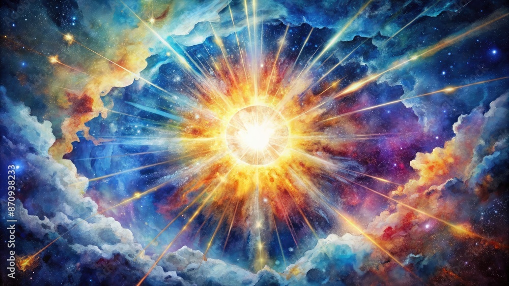 Fototapeta premium Abstract cosmic explosion with vibrant colors.