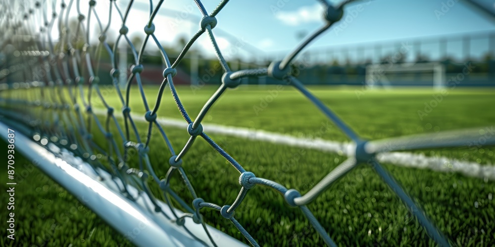 Soccer field and goal net as if viewed through the door, Depth of Field, Soccer field and goal net as if viewed through the door, Depth of Field,