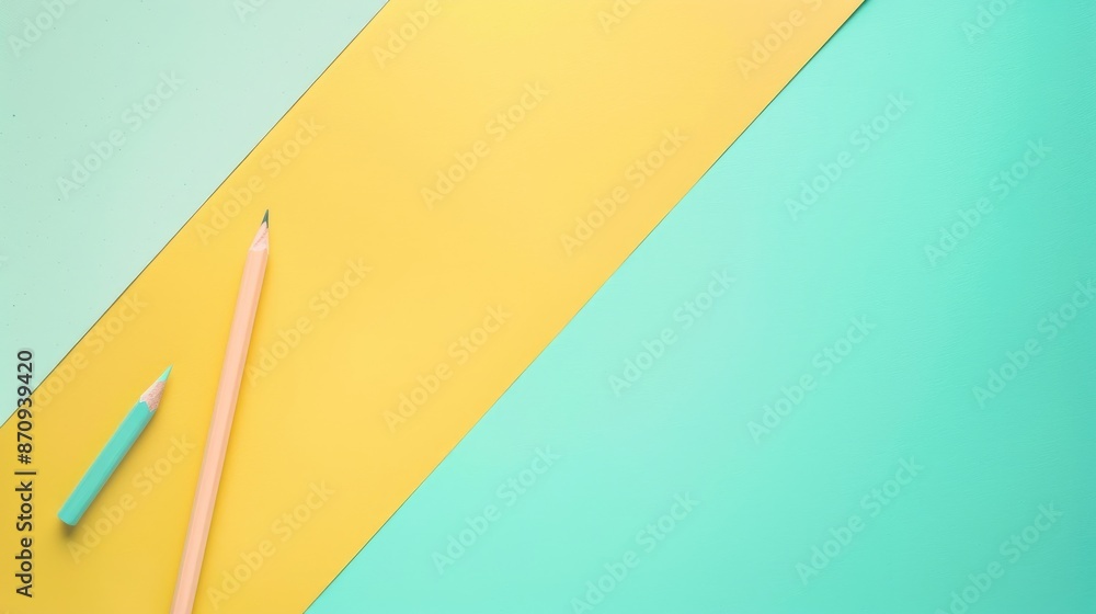 Office desk with pastel background holding paper and pencil Office desk with pastel background holding paper and pencil