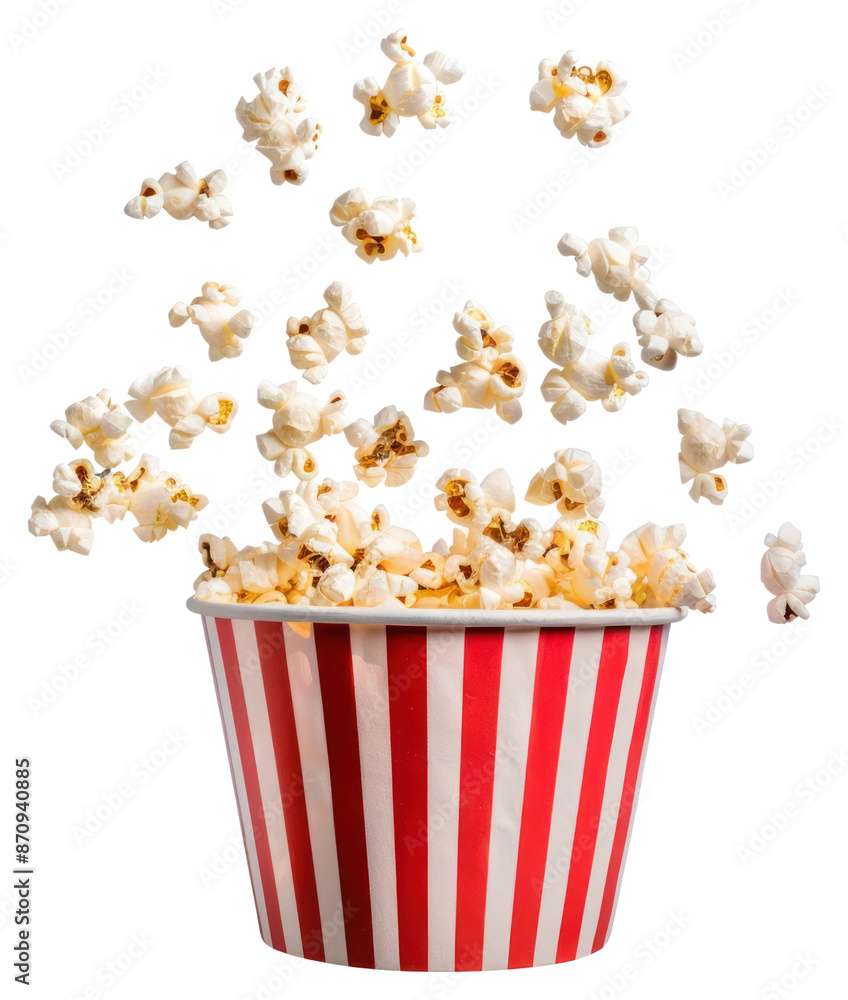 PNG Popcorn in striped bucket PNG Popcorn in striped bucket