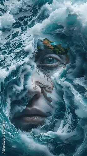 Surreal Digital Composite of a Patient Engulfed in a Swirling Abstract Landscape of Psychological Turmoil © lertsakwiman