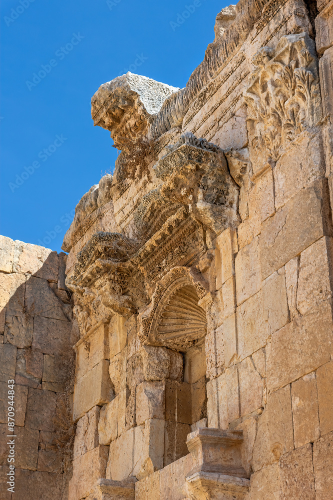 Closeup view of ancient Roman Ruins of the Propylaeum at ruins of Jerash. Jordan. Closeup view of ancient Roman Ruins of the Propylaeum at ruins of Jerash. Jordan.