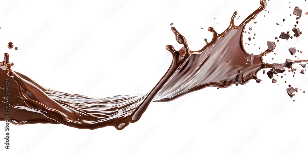 Chocolate wave splash on white background for World Chocolate Day celebration. Concept World Chocolate Day, Chocolate Wave Splash, White Background, Delicious Indulgence, Sweet Treats Chocolate wave splash on white background for World Chocolate Day celebration. Concept World Chocolate Day, Chocolate Wave Splash, White Background, Delicious Indulgence, Sweet Treats
