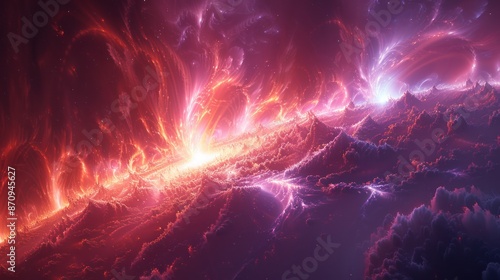 Cosmic Explosion with Swirling Clouds