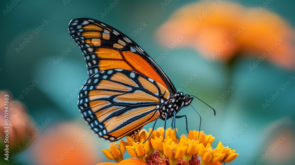 Fototapeta premium A beautiful butterfly sitting on a flower