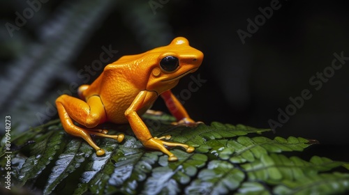 Vibrant Golden Mantella Frog in Natural Habitat photo