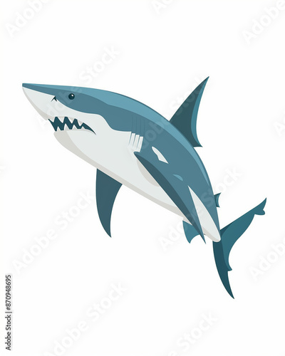 Wild ocean shark. Shark illustration design art isolated on a white background. photo