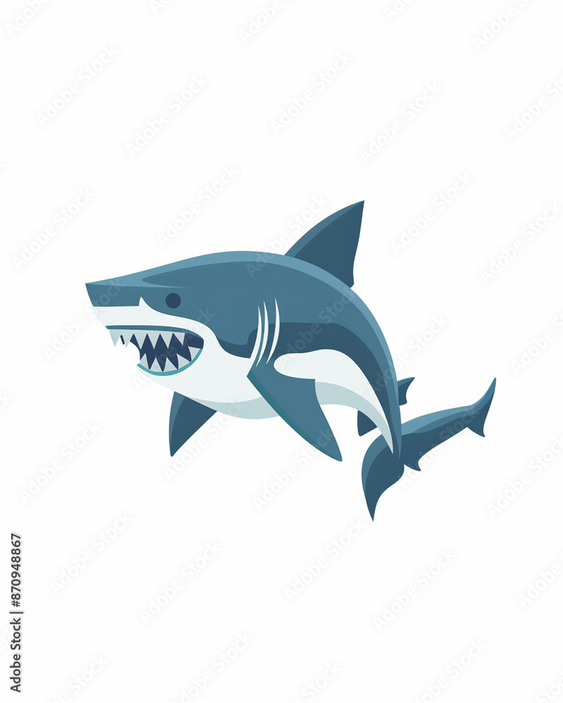 Dangerous shark with a lot of razor sharp teeth. Shark illustration design art isolated on a white background. Dangerous shark with a lot of razor sharp teeth. Shark illustration design art isolated on a white background.