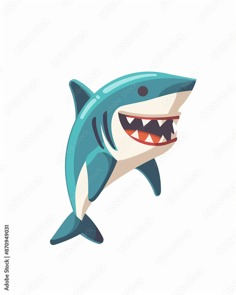 Cartoon style blue great white killer shark apex predator. Full hd illustration design art on white background generative ai Cartoon style blue great white killer shark apex predator. Full hd illustration design art on white background generative ai