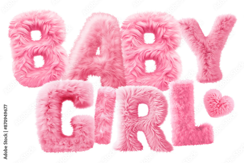 Baby girl word sticker png element, editable fluffy pink font design Baby girl word sticker png element, editable fluffy pink font design