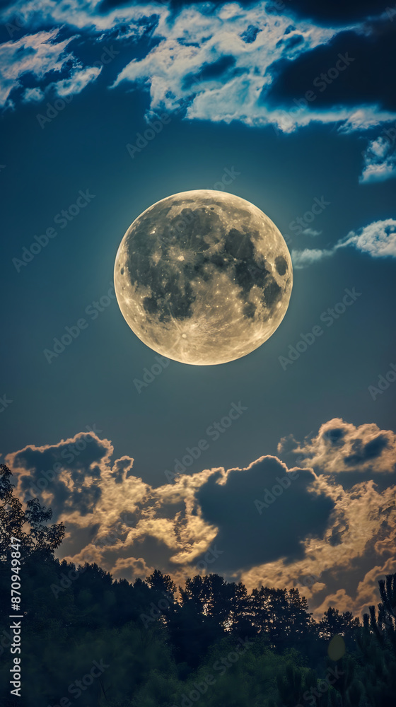 A large full moon in a night sky A large full moon in a night sky