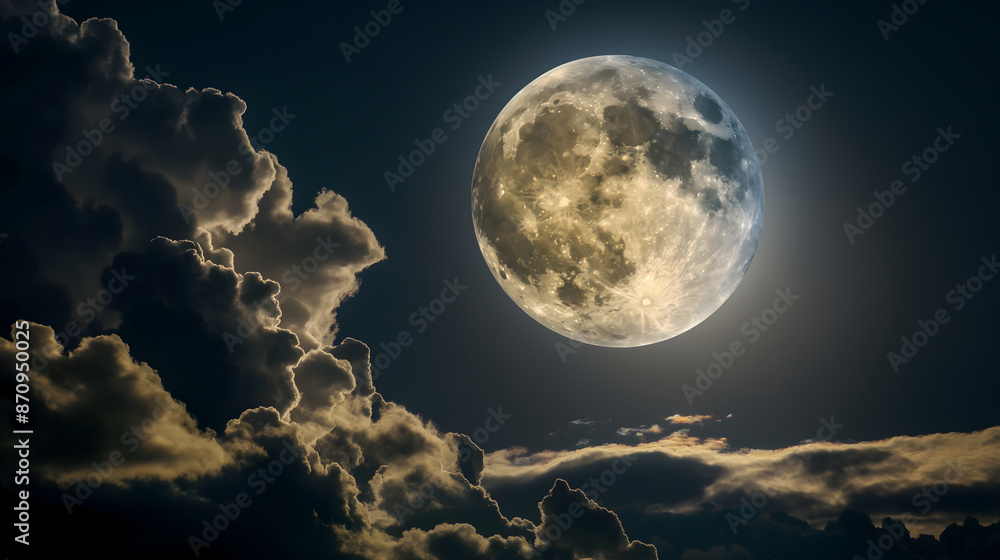A large full moon in a night sky A large full moon in a night sky