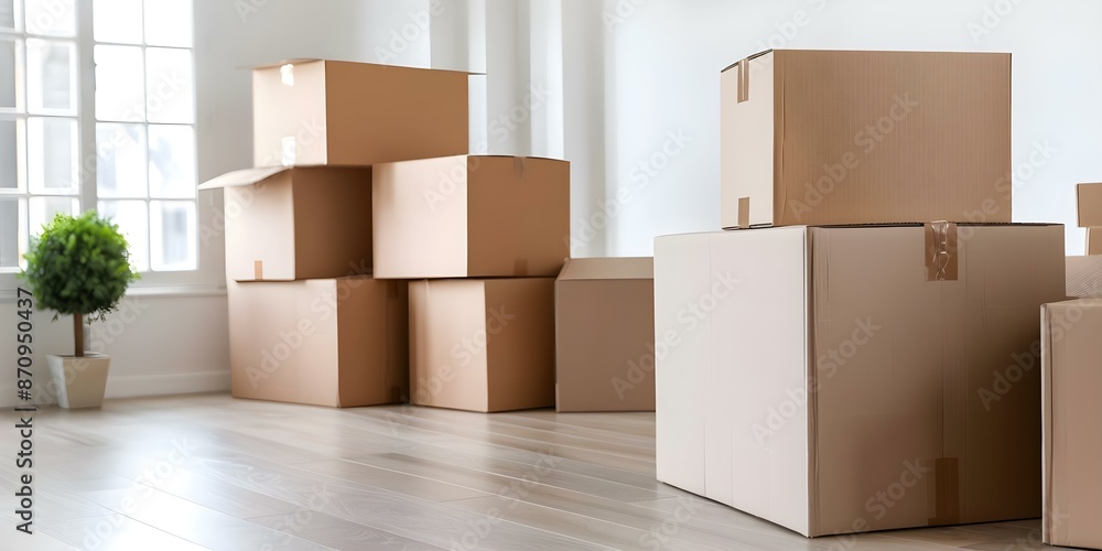 Organizing cardboard containers in new home during movein process. Concept Moving Tips, Home Organization, Cardboard Boxes, Storage Solutions, Moving Day Organizing cardboard containers in new home during movein process. Concept Moving Tips, Home Organization, Cardboard Boxes, Storage Solutions, Moving Day