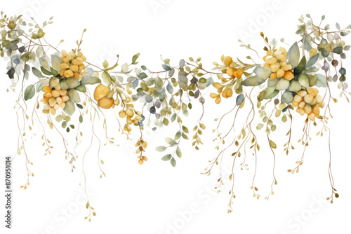 Fototapeta Naklejka Na Ścianę i Meble -  PNG Garland three painting pattern plant