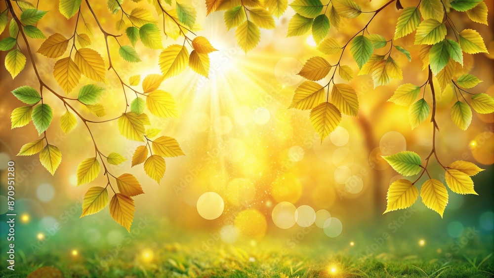 Golden sunlight shining through leaves. Golden sunlight shining through leaves.