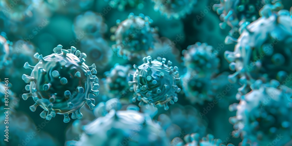 Image of measles virus at high magnification under an electron microscope. Concept Virus, Measles, Microscope, Electron, High magnification Image of measles virus at high magnification under an electron microscope. Concept Virus, Measles, Microscope, Electron, High magnification