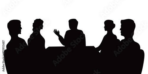 business meeting silhouette design. teamwork discussion illustration.