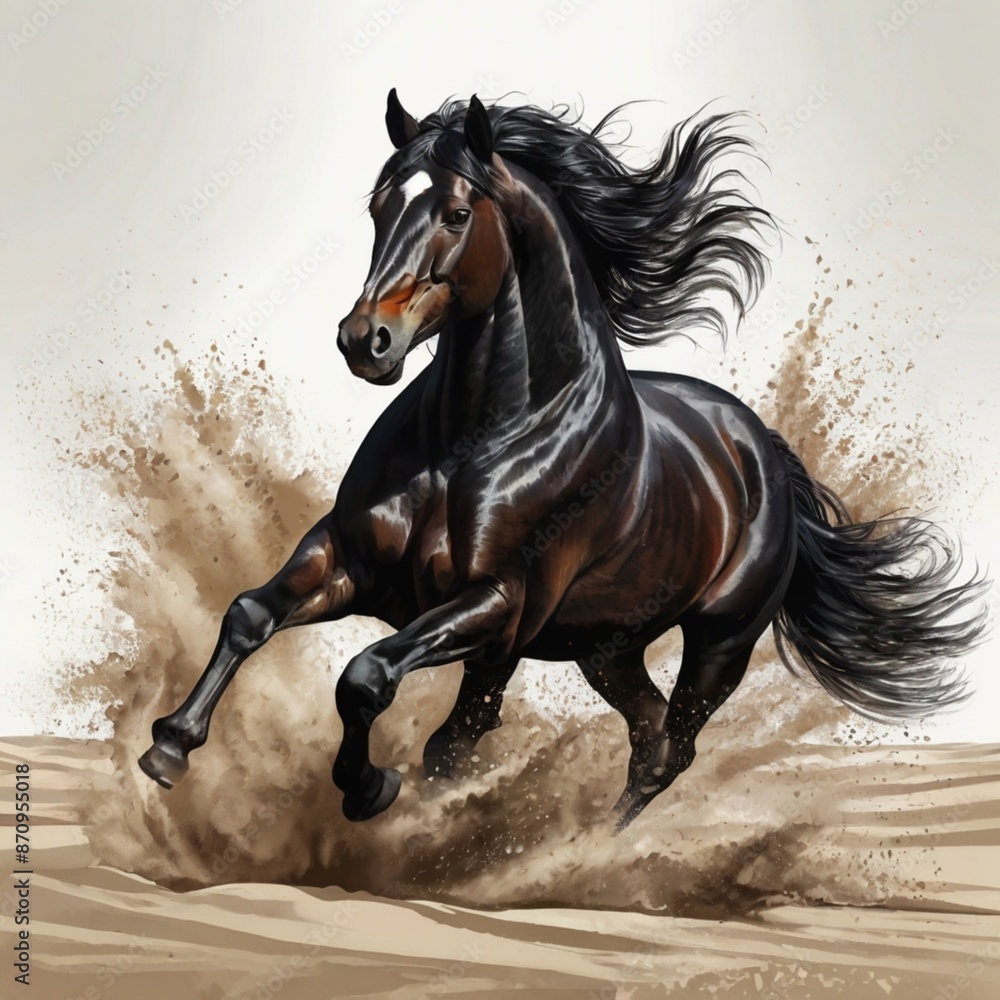 running horse in the sand running horse in the sand