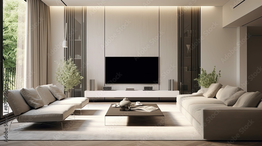 Fototapeta premium minimalist tv home interior