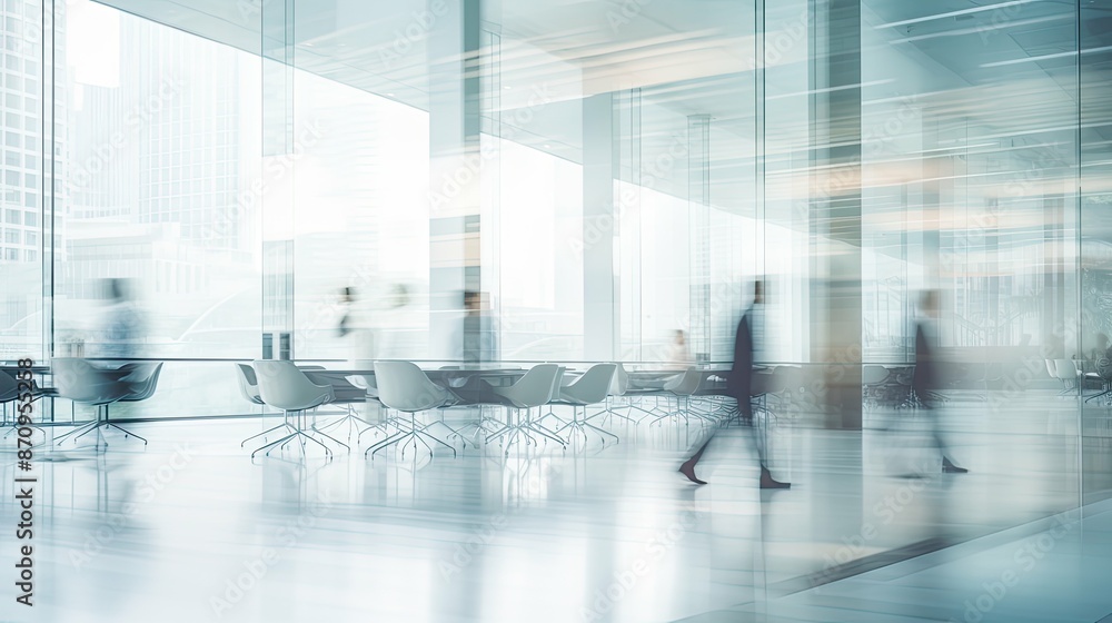 Obraz premium clean blurred high rise office interior
