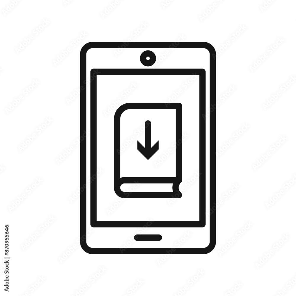 E book download icon Black line art vector E book download icon Black line art vector