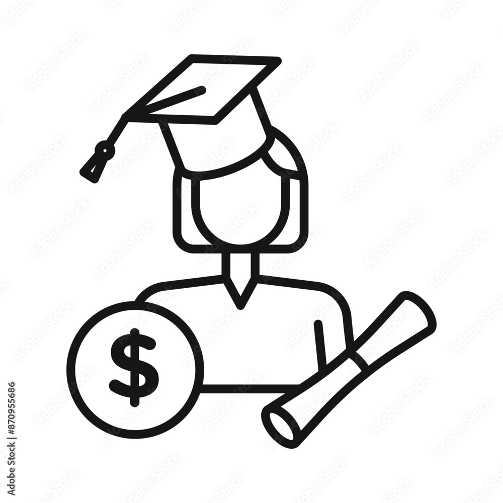 education Scholarship icon Black line art vector education Scholarship icon Black line art vector