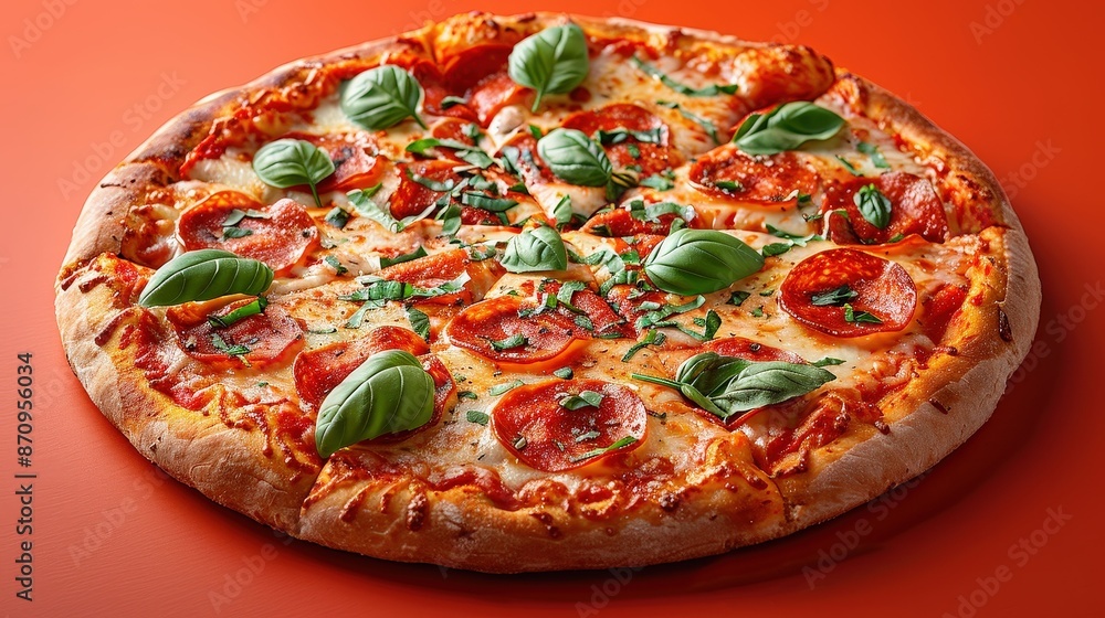 Pizza for fast food menu isolated on orange background Pizza for fast food menu isolated on orange background