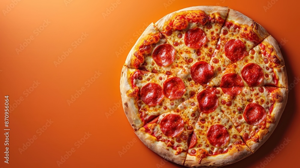 Pizza for fast food menu isolated on orange background Pizza for fast food menu isolated on orange background