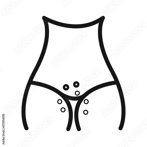 Genital rash icon Black line art vector