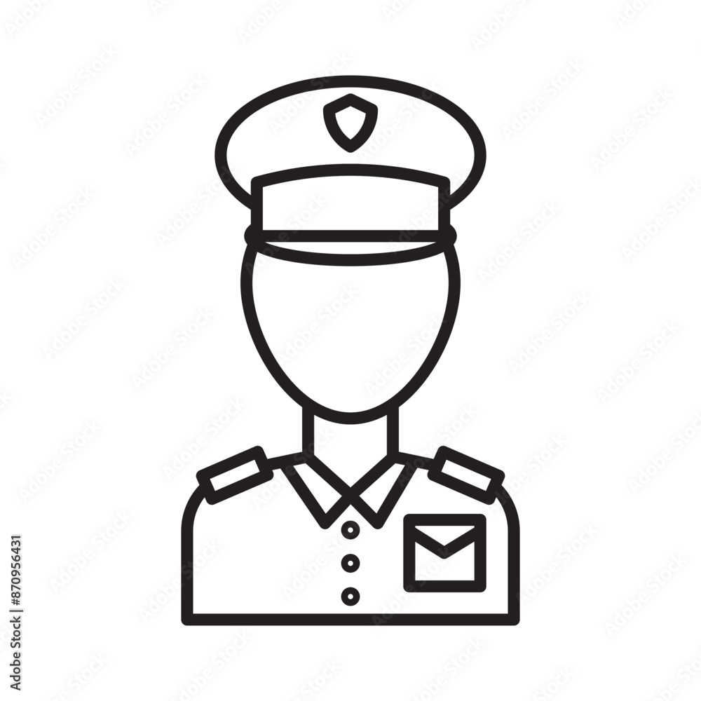 Male chief officer icon Black line art vector Male chief officer icon Black line art vector