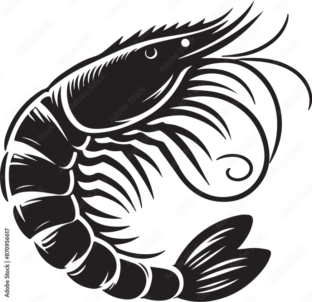 Obraz premium shrimp silhouette vector illustration 