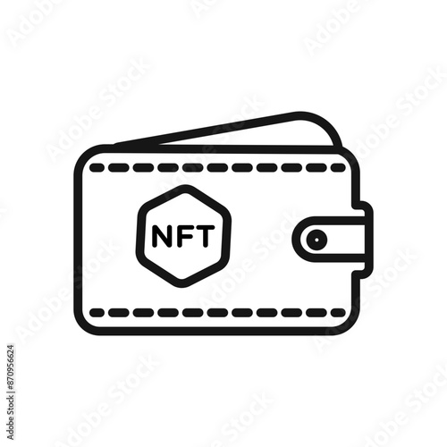 NFT wallet icon Black line art vector