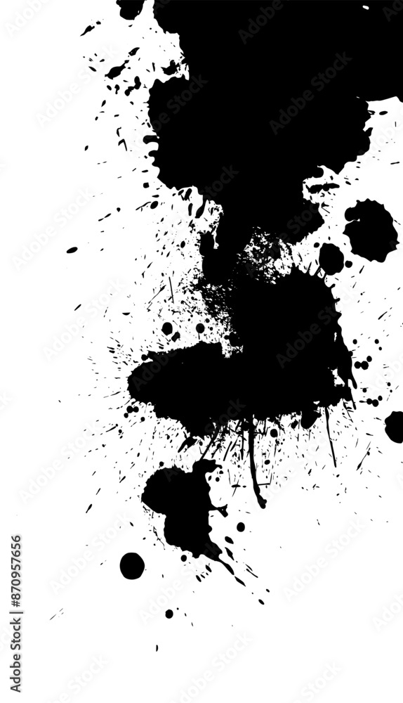 Obraz premium Abstract black blot object. Background with ink splashes. hand drawing. Not AI, Vector illustration