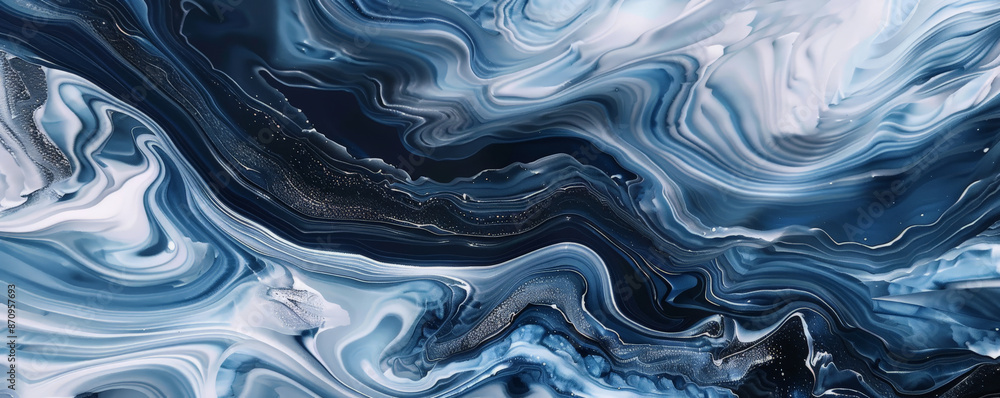 A mesmerizing pattern of liquid acrylic paint in shades of silver and blue, creating a modern, flowing texture. The metallic and cool colors blend seamlessly, adding a touch of elegance. A mesmerizing pattern of liquid acrylic paint in shades of silver and blue, creating a modern, flowing texture. The metallic and cool colors blend seamlessly, adding a touch of elegance.