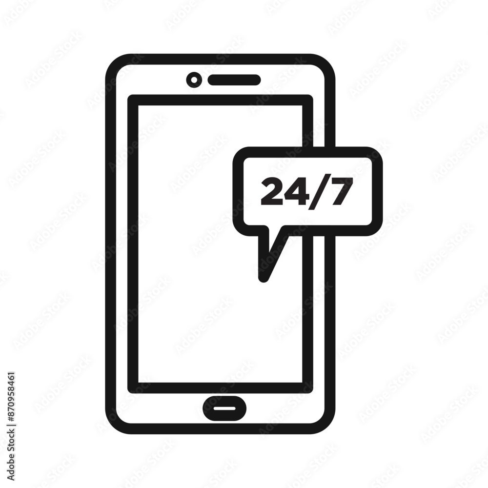 Smartphone Help and Support icon Black line art vector Smartphone Help and Support icon Black line art vector