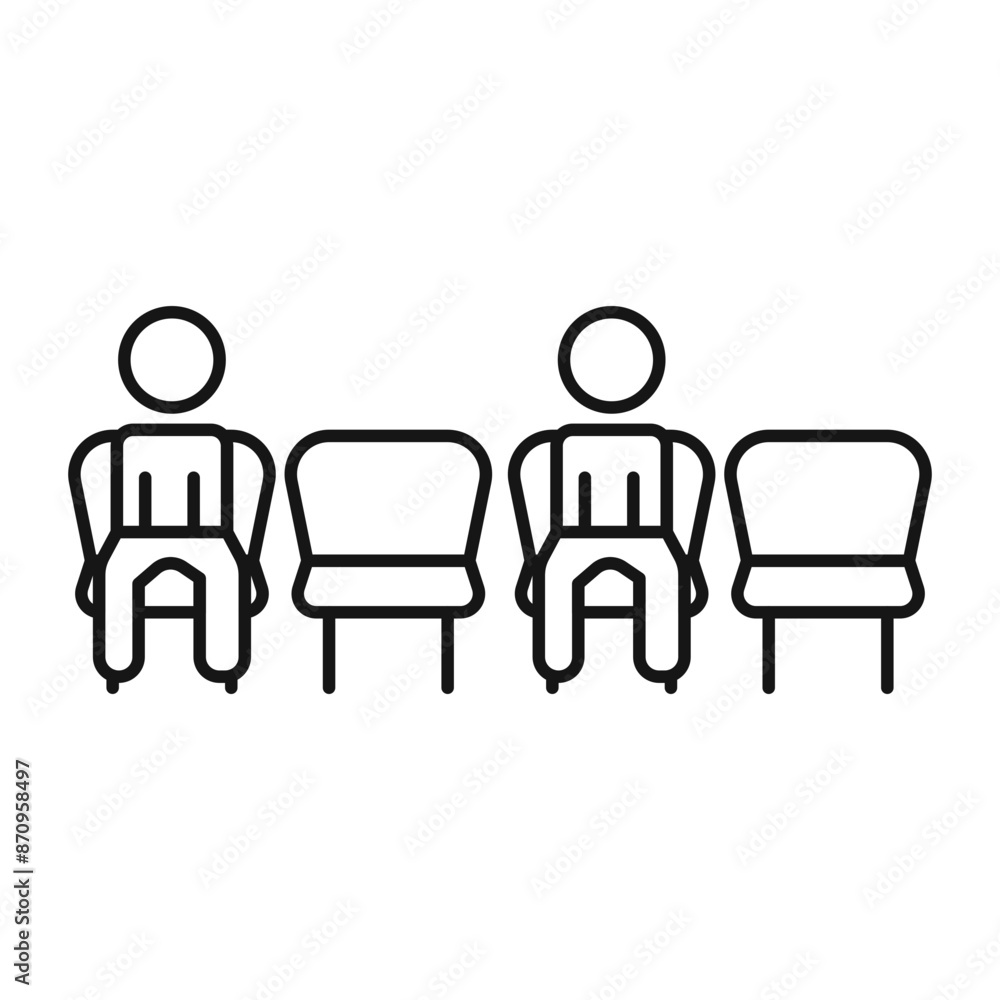 Social distancing sitting icon Black line art vector Social distancing sitting icon Black line art vector