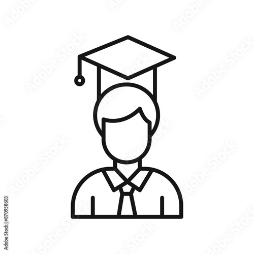 Student icon Black line art vector