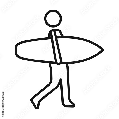 surfing icon Black line art vector
