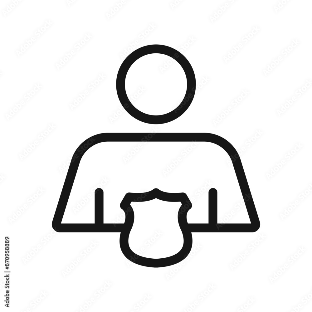 Fototapeta premium User protection shield icon Black line art vector