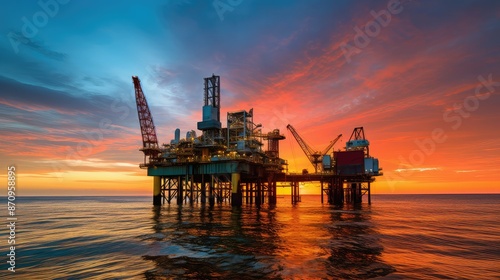 wers oil rig at sunset photo