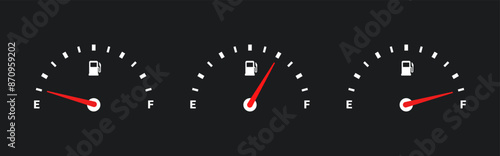 Gas and fuel gauge meter full and empty vector illustration