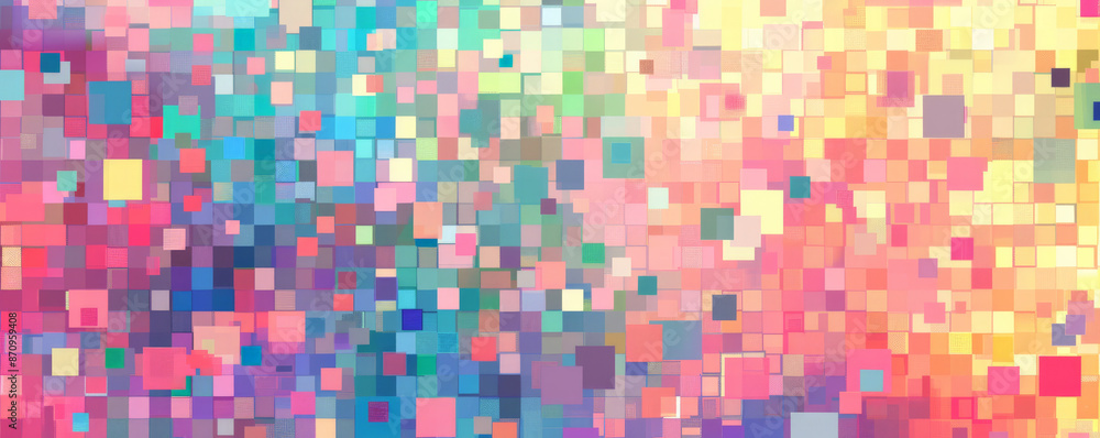 A mosaic pixel background with a mix of bright and pastel colors, creating a harmonious and cheerful pattern. The varied hues and pixel arrangement add visual interest. A mosaic pixel background with a mix of bright and pastel colors, creating a harmonious and cheerful pattern. The varied hues and pixel arrangement add visual interest.