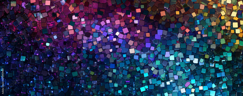 Obraz premium A mosaic pixel background with a mix of jewel tones like sapphire, emerald, and amethyst. The rich colors and pixel arrangement create a luxurious and vibrant design.