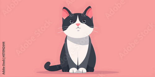 kawai cat pink background cartoon style 2d flat design