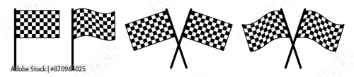 Checkered flag for car racing, set start and finish crossed sport racing flags, race flag icon - vector