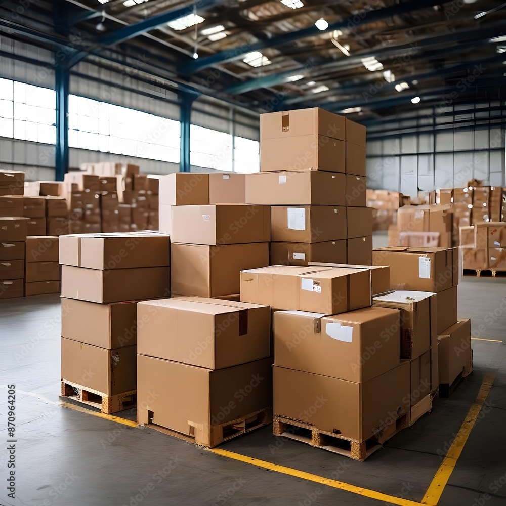 Packed Boxes in warehouse ready to deliver, E-commerce business Packed Boxes in warehouse ready to deliver, E-commerce business