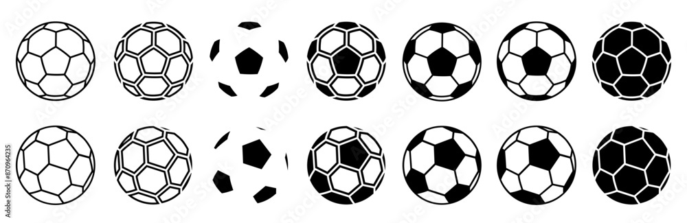Soccer ball set icons, football signs, line soccer sport ball – vector Soccer ball set icons, football signs, line soccer sport ball – vector