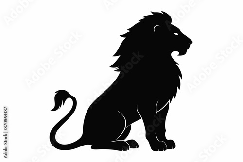 black and white lion silhouette, lion vector illustration, lion silhouette, animal silhouette isolated vector Illustration, png, lion  icon	